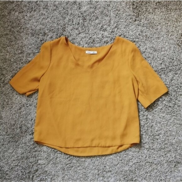 DEX CROP Top Mustard Top Shirt Small - Picture 3 of 8